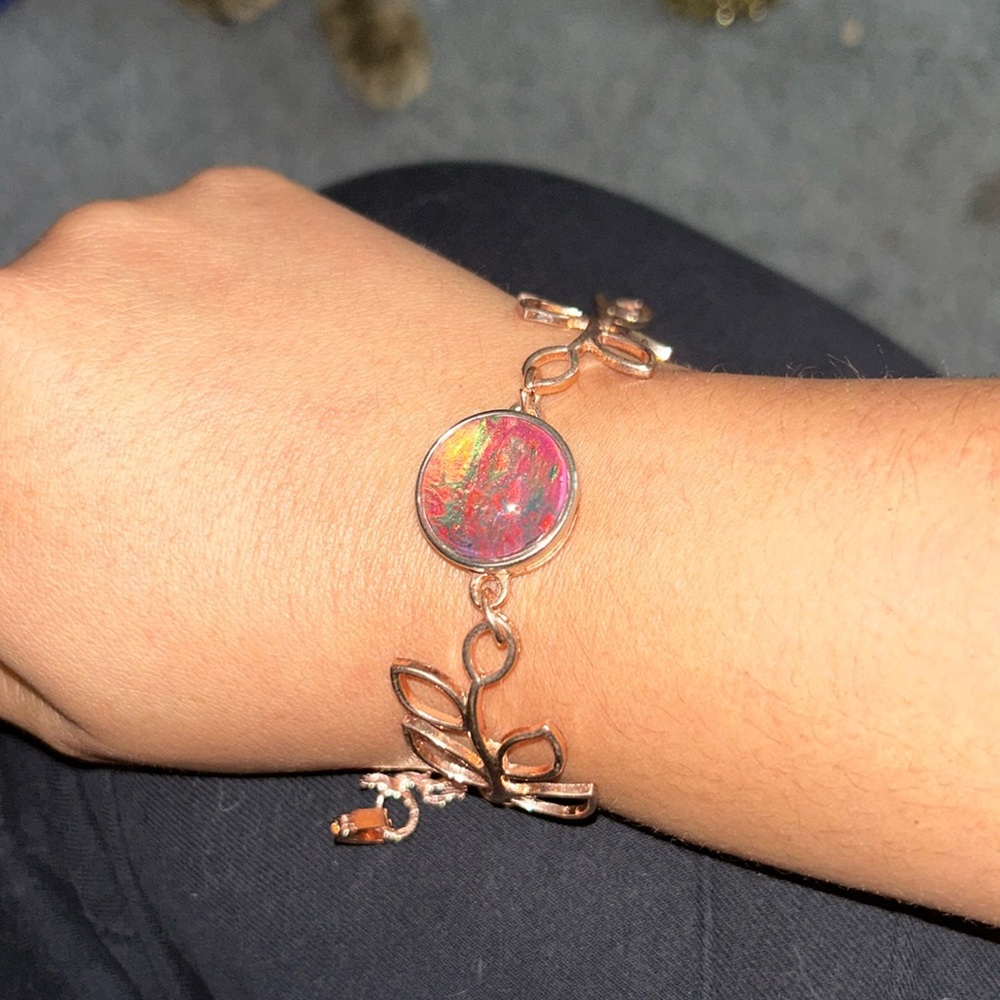Peach pink tones unique bracelet